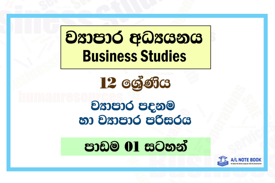 Viyapara Padanama | Grade 12 Business Studies Lesson 01 Notes