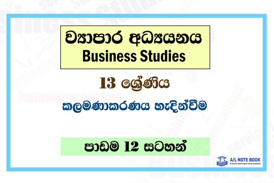 Kalamanakaranaya | Grade 13 Business Studies Lesson 12 Notes