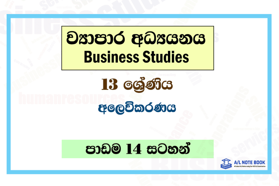 Alevi Kalamanakaranaya | Grade 13 Business Studies Lesson 14 Notes