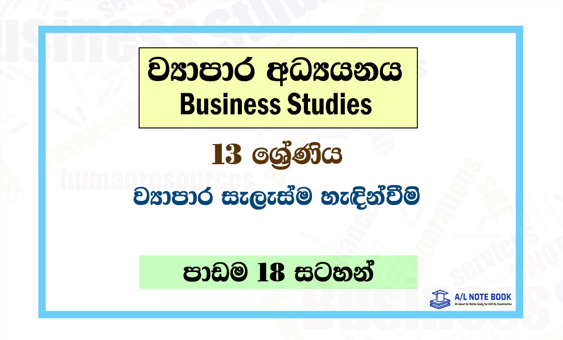 Viyapara Salasuma | Grade 13 Business Studies Lesson 18 Notes