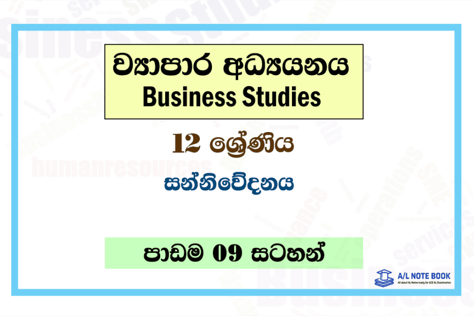 Sanniwedanaya | Grade 12 Business Studies Lesson 09 Notes