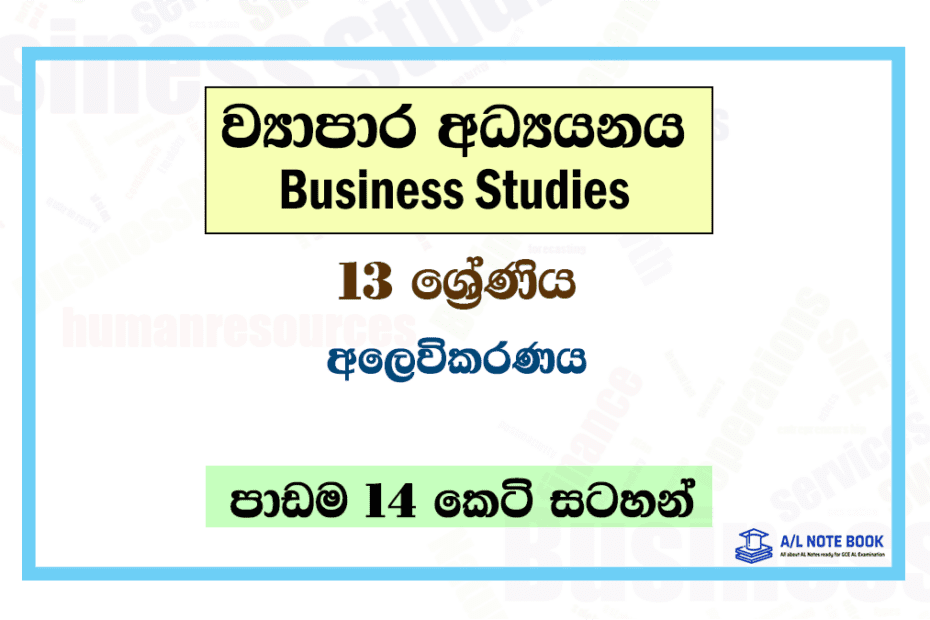 Alevi Kalamanakaranaya | Grade 13 Business Studies Lesson 14 Short Notes