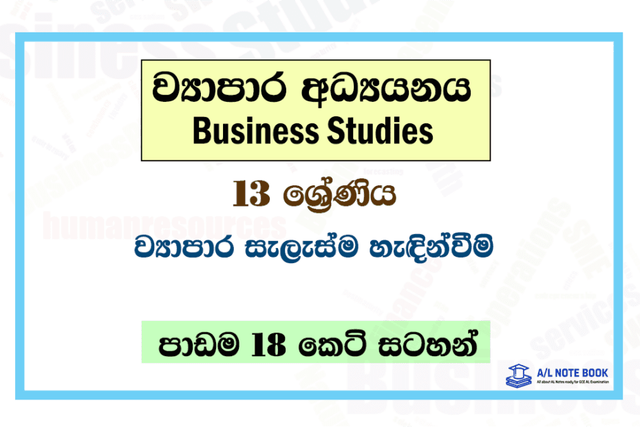 Viyapara Salasuma | Grade 13 Business Studies Lesson 18 Short Notes