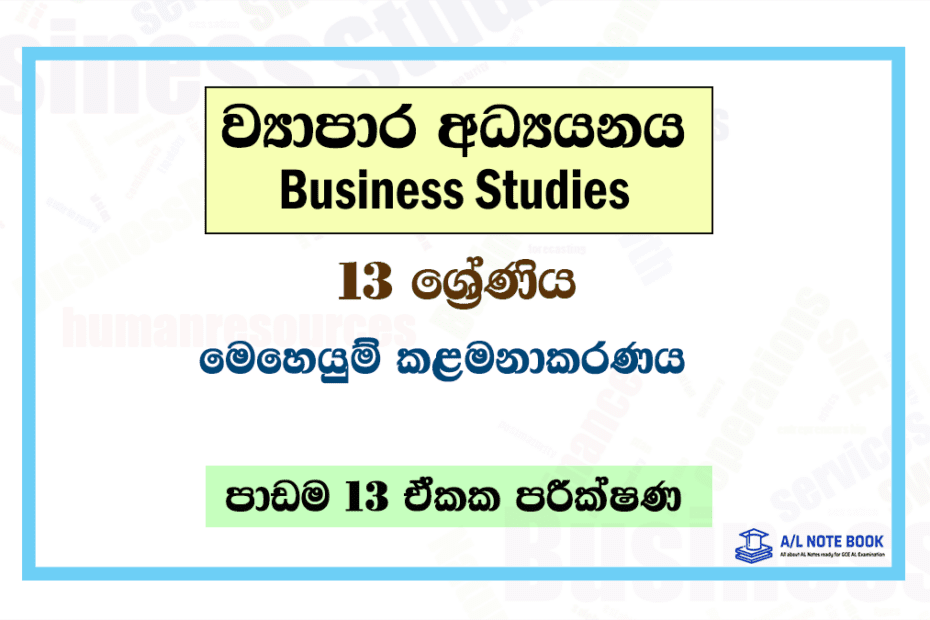 Operations Management | Grade 13 Business Studies Lesson 13 Unit Test Papers