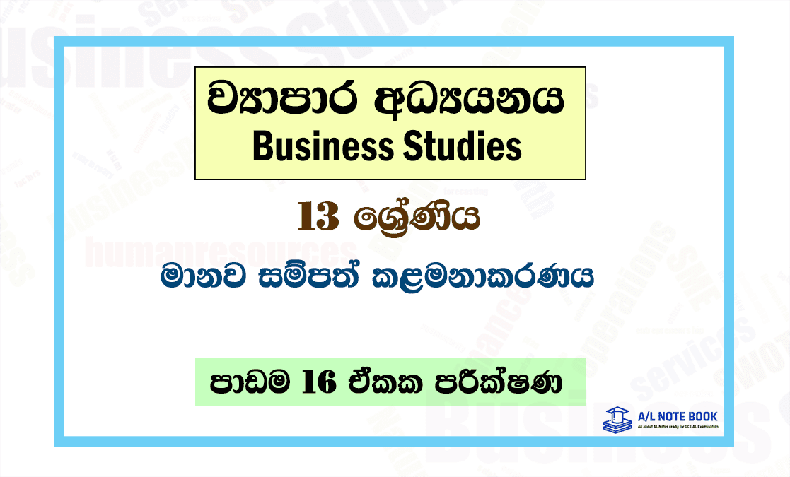 Human Resource Management | Grade 13 Business Studies Lesson 16 Unit Test Papers